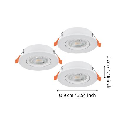 Eglo - SET 3x LED ugradnih stropnih točkastih svjetiljki LED/4,8W/230V 2700/4000/6500K bijela