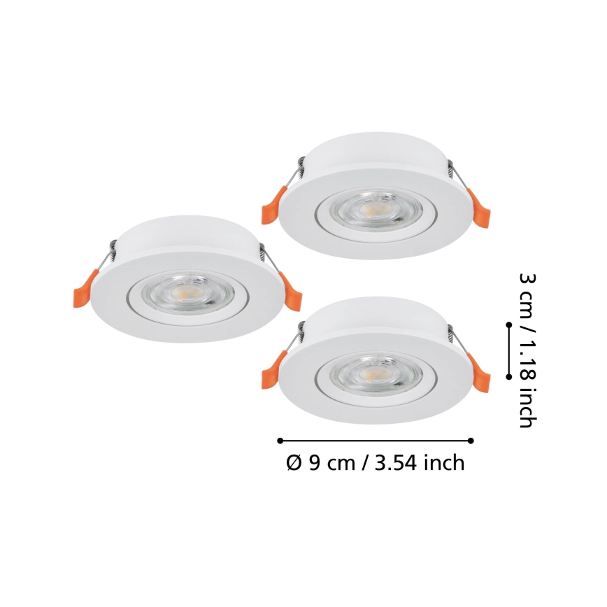 Eglo - SET 3x LED ugradnih stropnih točkastih svjetiljki LED/4,8W/230V 2700/4000/6500K bijela
