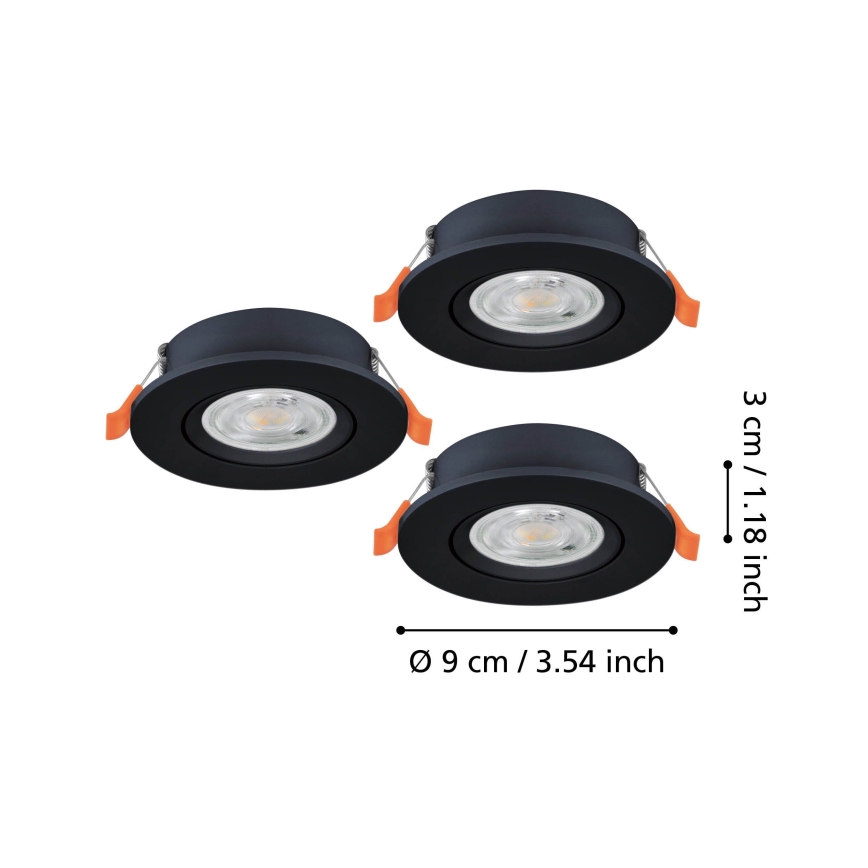 Eglo - SET 3x LED ugradna spot svjetiljka LED/4,8W/230V 2700/4000/6500K crna