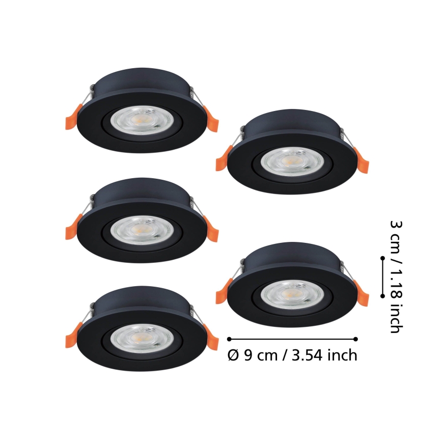 Eglo - SET 5x ugradnih LED spot svjetiljki LED/4,8W/230V 2700/4000/6500K crne