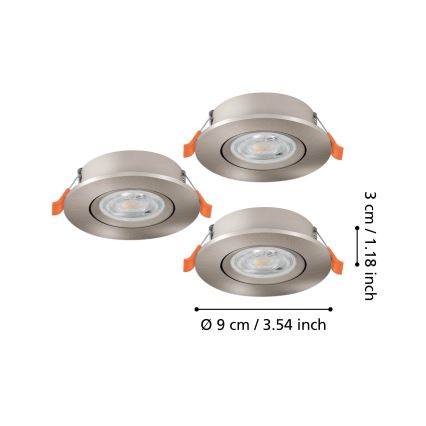Eglo - SET 3x ugradnih točkastih LED svjetiljki LED/4,8W/230V 2700/4000/6500K matni krom