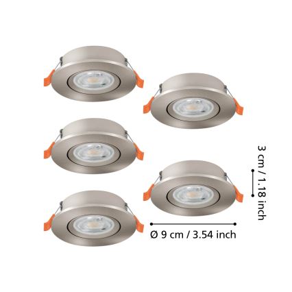 Eglo - SET 5x ugradna LED spot svjetiljka LED/4,8W/230V 2700/4000/6500K matirani krom