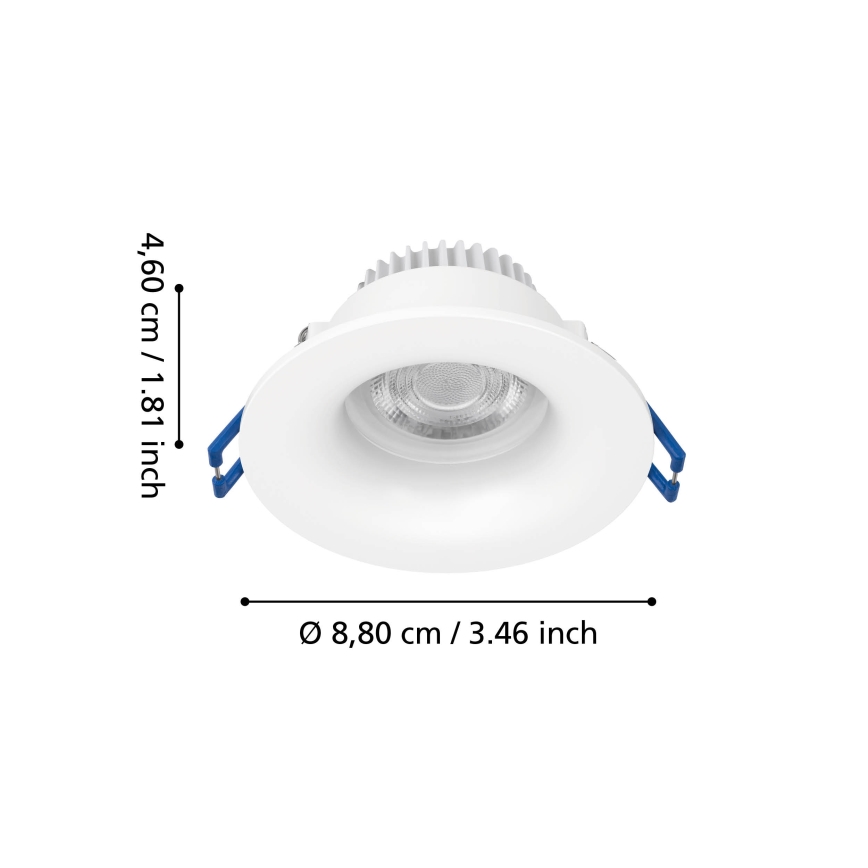 Eglo - LED kupaonsko ugradno stropno svjetlo LED/4,9W/230V 2700/4000/6500K Ø 8,8 cm IP65 bijela