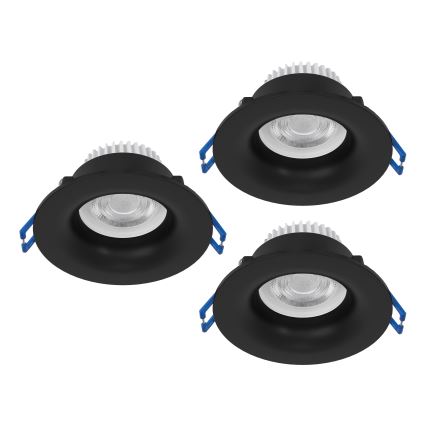 Eglo - Komplet 3x LED kupaonskih ugradnih svjetiljki LED/4,9W/230V 2700/4000/6500K Ø 8,8 cm IP65 crne