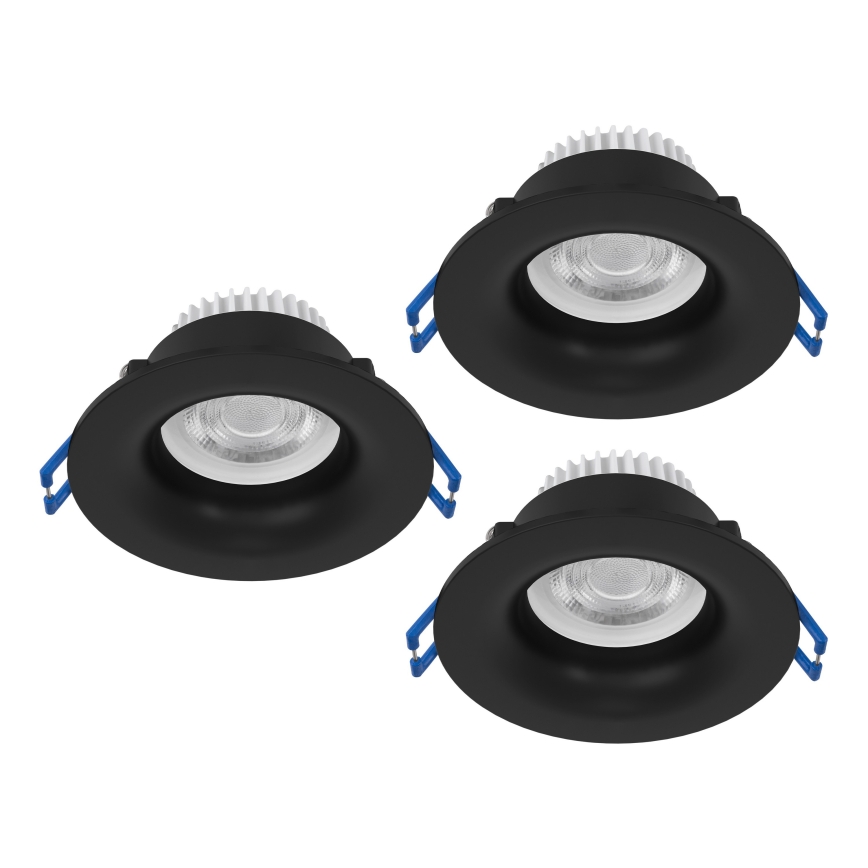 Eglo - Komplet 3x LED kupaonskih ugradnih svjetiljki LED/4,9W/230V 2700/4000/6500K Ø 8,8 cm IP65 crne