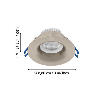 Eglo - LED ugradno svjetlo za kupaonicu LED/4,9W/230V 2700/4000/6500K Ø 8,8 cm IP65 matni krom