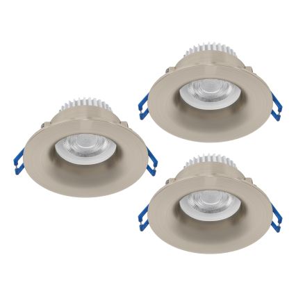 Eglo - Komplet od 3 LED ugradnih svjetala za kupaonicu LED/4,9W/230V 2700/4000/6500K, Ø 8,8 cm, IP65, matni krom