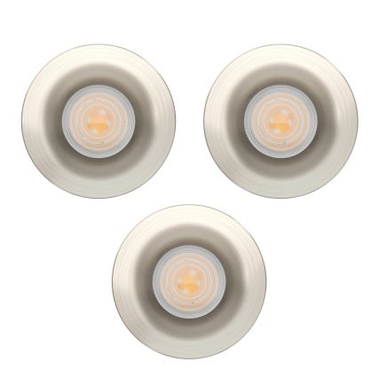 Eglo - Komplet od 3 LED ugradnih svjetala za kupaonicu LED/4,9W/230V 2700/4000/6500K, Ø 8,8 cm, IP65, matni krom