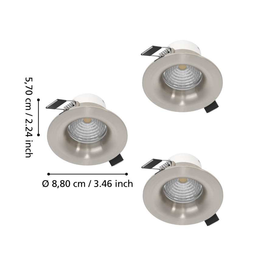 Eglo - Set 3x prigušivo ugradno LED svjetlo LED/4,8W/230V Ø 8,8 cm matni krom
