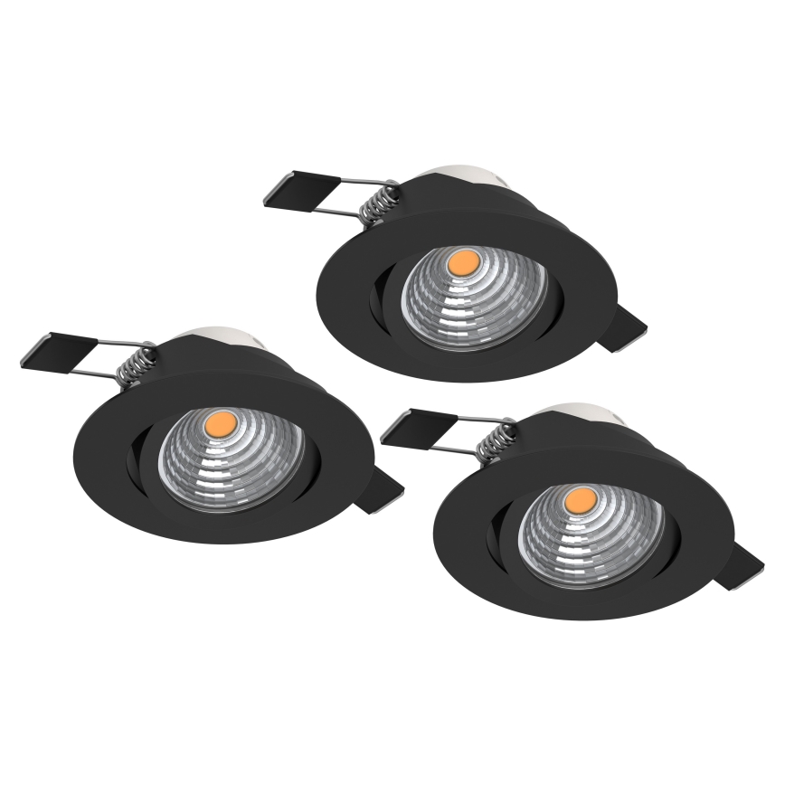 Eglo - Komplet 3x prigušivih ugradnih LED svjetiljki LED/6,4W/230V, Ø 8,8 cm, crne