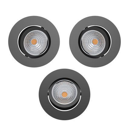 Eglo - Komplet 3x prigušivih ugradnih LED svjetiljki LED/6,4W/230V, Ø 8,8 cm, crne
