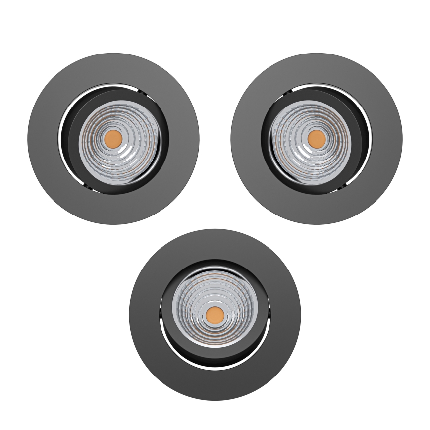 Eglo - Komplet 3x prigušivih ugradnih LED svjetiljki LED/6,4W/230V, Ø 8,8 cm, crne