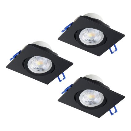 Eglo - Set od 3 prigušive ugradne LED svjetiljke LED/4,8W/230V 8,8x8,8 cm crne