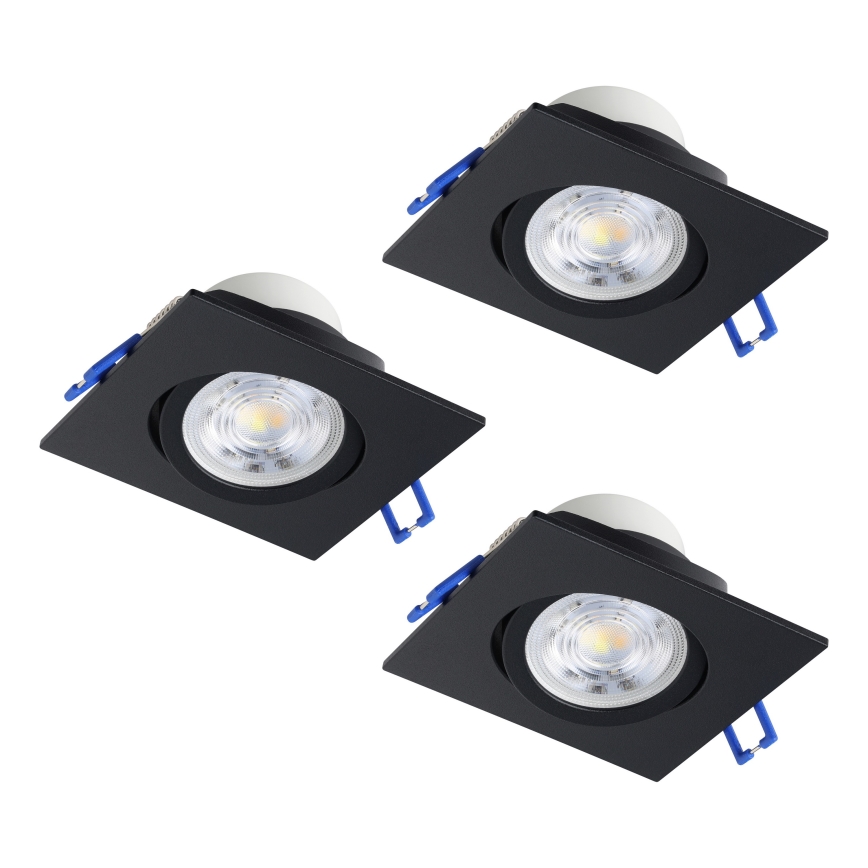 Eglo - SET 3x LED prigušiva ugradna stropna svjetiljka LED/6,4W/230V 8,8x8,8 cm crna
