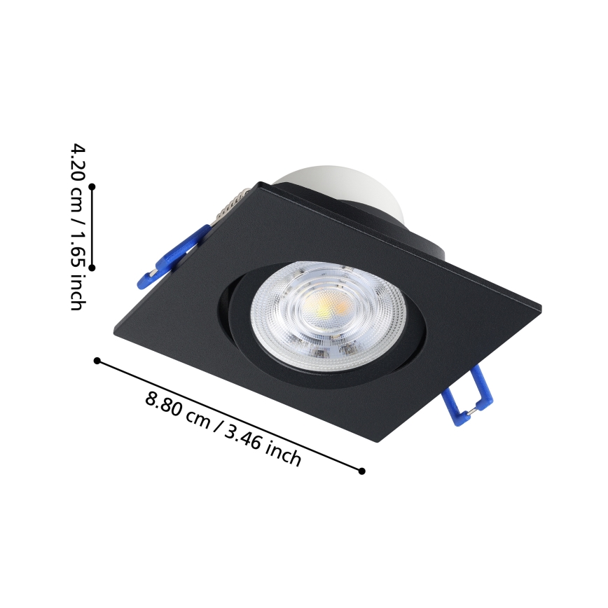 Eglo - SET 3x LED prigušiva ugradna stropna svjetiljka LED/6,4W/230V 8,8x8,8 cm crna