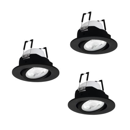 Eglo - KOMPLET 3x LED RGBW prigušivo ugradno svjetlo LED/4,7W/230V 2700-6500K crno