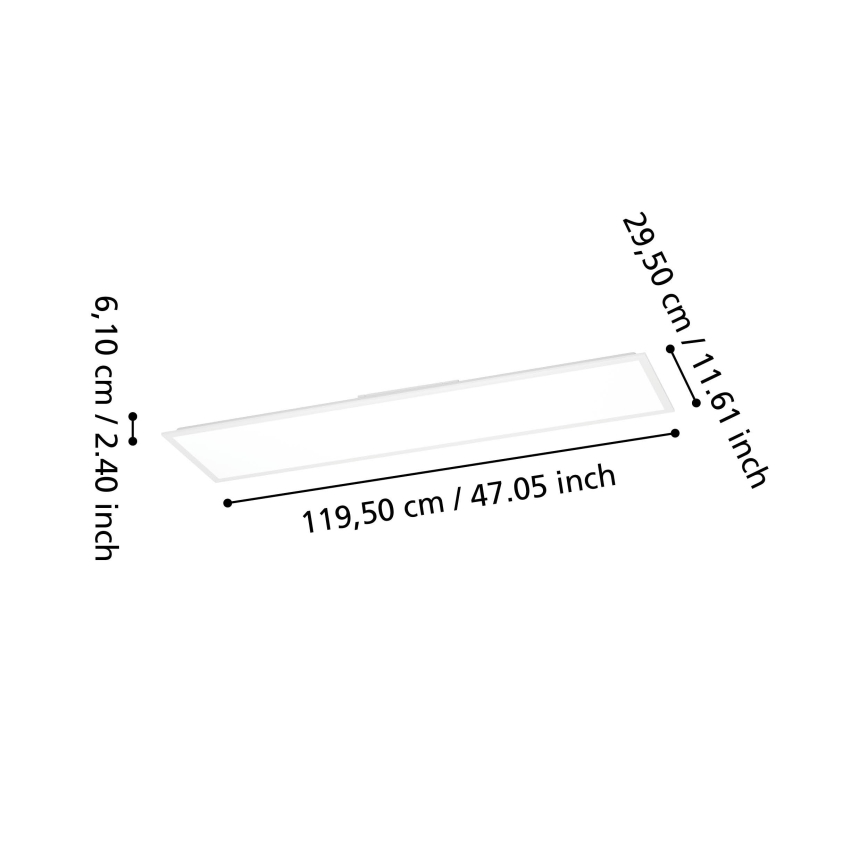 Eglo - Prigušivi nadgradni LED panel, 33,5 W, 230 V, 2700-6500K, 120x30 cm, bijela + daljinski upravljač