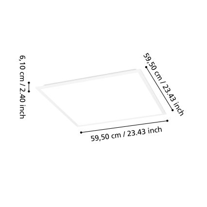 Eglo - LED nadgradni panel s mogućnošću prigušivanja LED/33W/230V 2700-6500K 60x60 cm bijela + daljinski upravljač