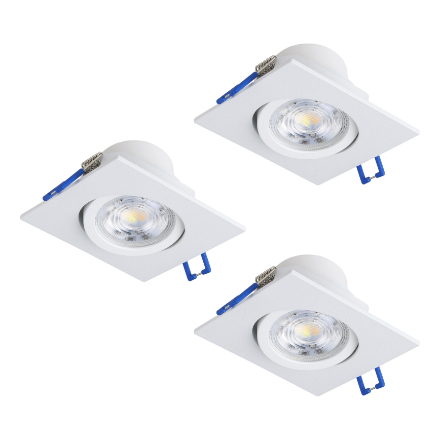 Eglo - Komplet 3x prigušiva ugradna LED svjetla LED/6,4W/230V 8,8x8,8 cm bijela