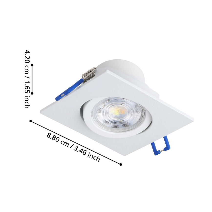 Eglo - Komplet 3x prigušiva ugradna LED svjetla LED/6,4W/230V 8,8x8,8 cm bijela