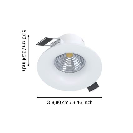 Eglo - Prigušivo ugradno LED stropno svjetlo LED/6,4W/230V, promjer 8,8 cm, bijelo