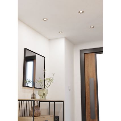 Eglo - Set od 3 prigušive ugradne LED svjetiljke LED/6,4W/230V, promjer 8,8 cm, matni krom
