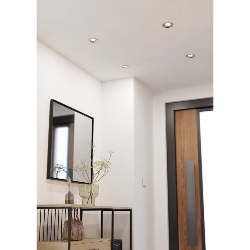 Eglo - Set od 3 prigušive ugradne LED svjetiljke LED/6,4W/230V, promjer 8,8 cm, matni krom