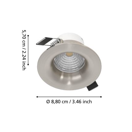 Eglo - Set od 3 prigušive ugradne LED svjetiljke LED/6,4W/230V, promjer 8,8 cm, matni krom