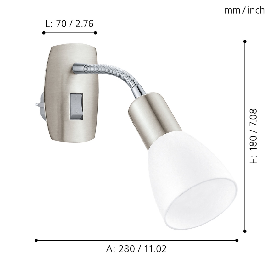 Eglo - Zidna lampica za utičnicu 1xE14/5W/230V matni krom