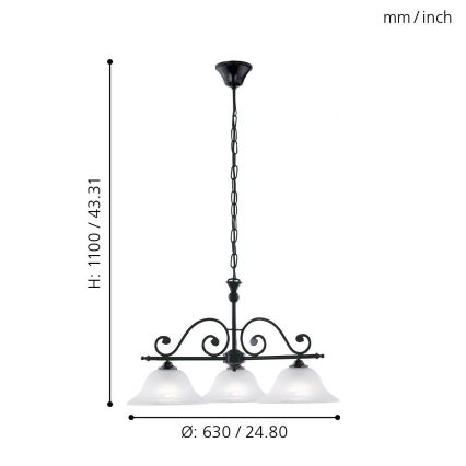 Eglo - Luster na lancu 3xE27/60W/230V