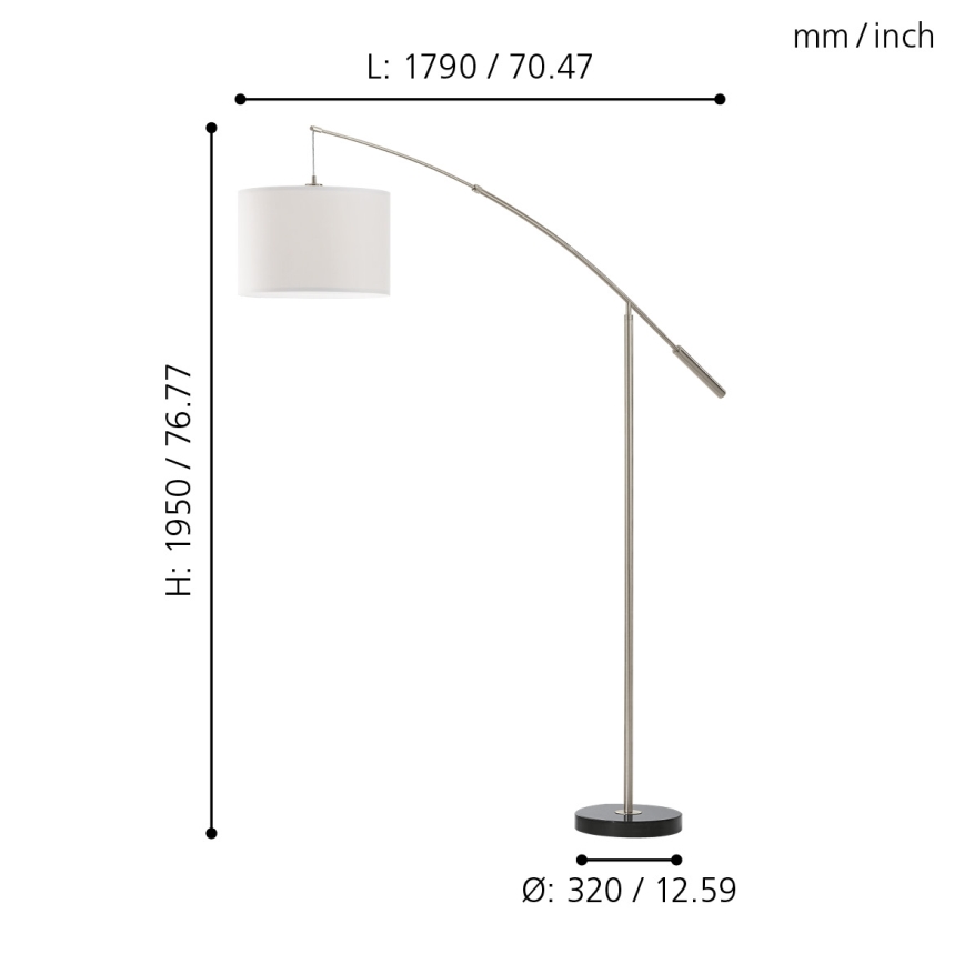 Eglo 92206 - Podna lampa NADINA 1xE27/60W/230V