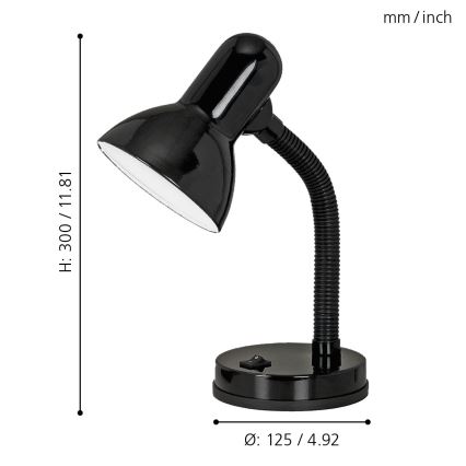 EGLO - Stolna lampa 1xE27/40W crna