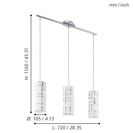 Eglo - Luster na sajli 3xE27/60W/230V