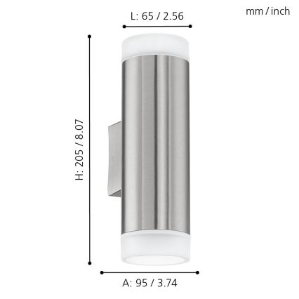 Eglo - Vanjska zidna svjetiljka LED GU10/2,5W/230V IP44