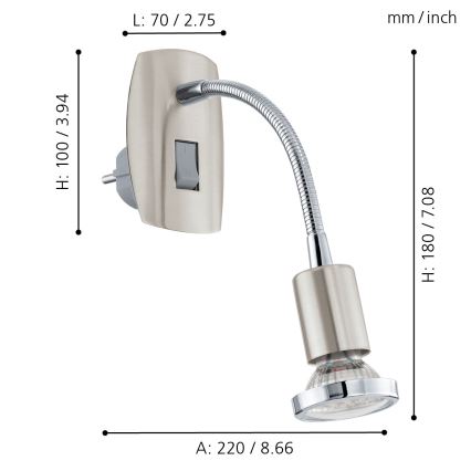 Eglo - LED Svjetiljka za utičnicu 1xGU10-LED/3W/230V