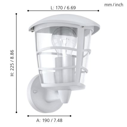 Eglo - LED Vanjska zidna svjetiljka 1xE27/8,5W/230V IP44