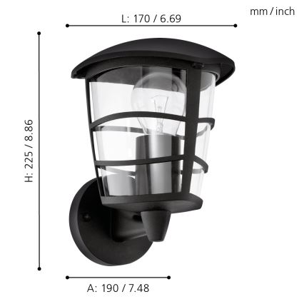 Eglo - LED Vanjska zidna svjetiljka 1xE27/8,5W/230V IP44