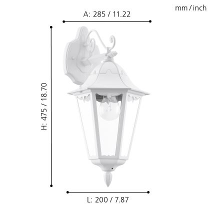 Eglo - Vanjska zidna svjetiljka 1xE27/60W/230V IP44