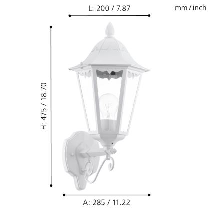 Eglo - Vanjska zidna svjetiljka 1xE27/60W/230V IP44