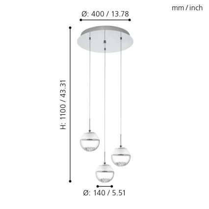 Eglo - LED Luster 3xLED/5W/230V