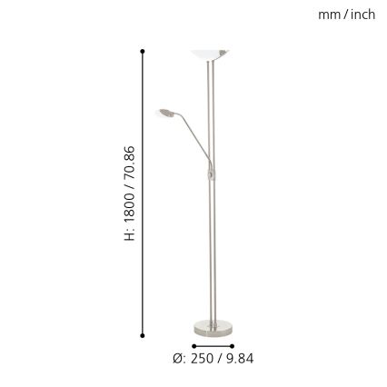 Eglo - LED podesiva podna lampa LED/20W + LED/2,5W mat krom