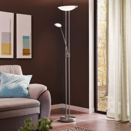 Eglo - LED Prigušiva podna lampa LED/20W + LED/2,5W sjajni krom