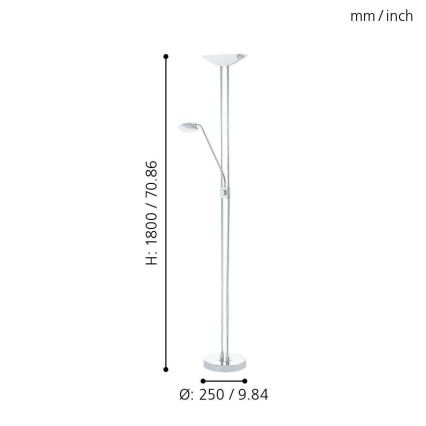 Eglo - LED Prigušiva podna lampa LED/20W + LED/2,5W sjajni krom