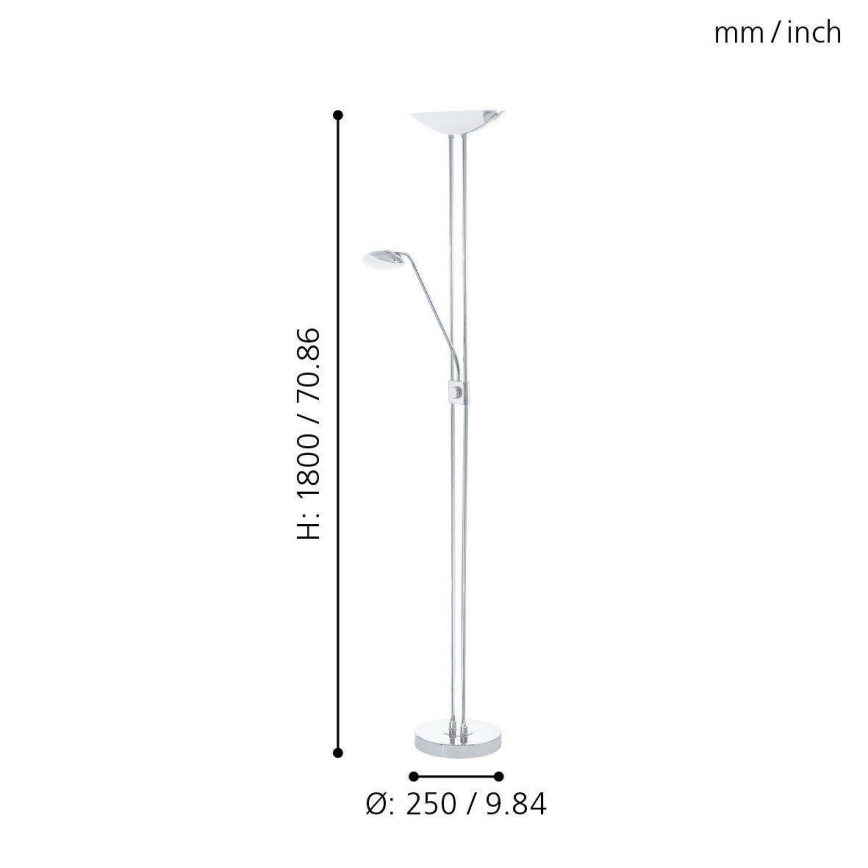 Eglo - LED Prigušiva podna lampa LED/20W + LED/2,5W sjajni krom