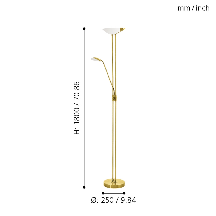 Eglo - LED Prigušiva podna lampa LED/20W + LED/2,5W mesing