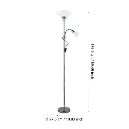 Eglo - Stajaća lampa 1xE27/60W/230V + 1xE14/25W/230V crni krom