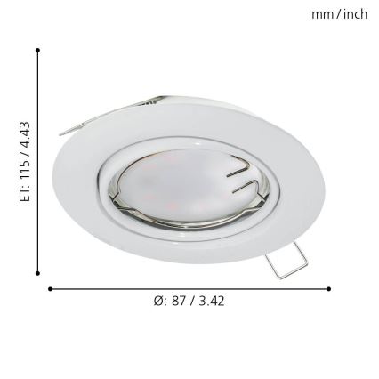 Eglo - SET 3x LED Ugradna svjetiljka PENETO 3xGU10-LED/5W/230V