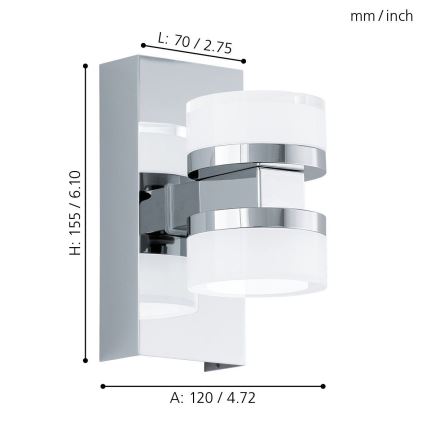 Eglo - LED Zidna svjetiljka za kupaonicu 2xLED/4,5W/230V IP44