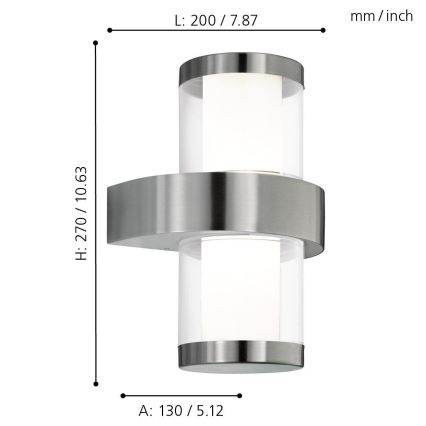 Eglo - Vanjska zidna svjetiljka 2xLED/3,7W/230V IP44