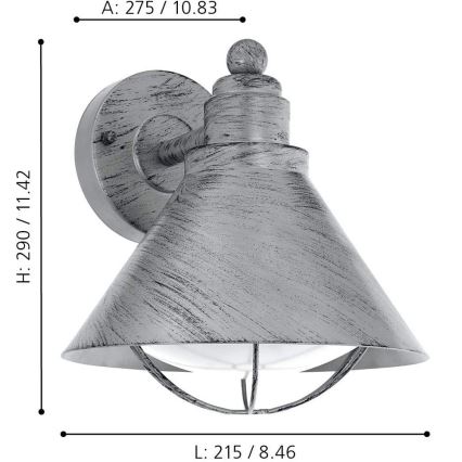 Eglo 94859 - Vanjska svjetiljka BARROSELA 1xE27/40W/230V IP44